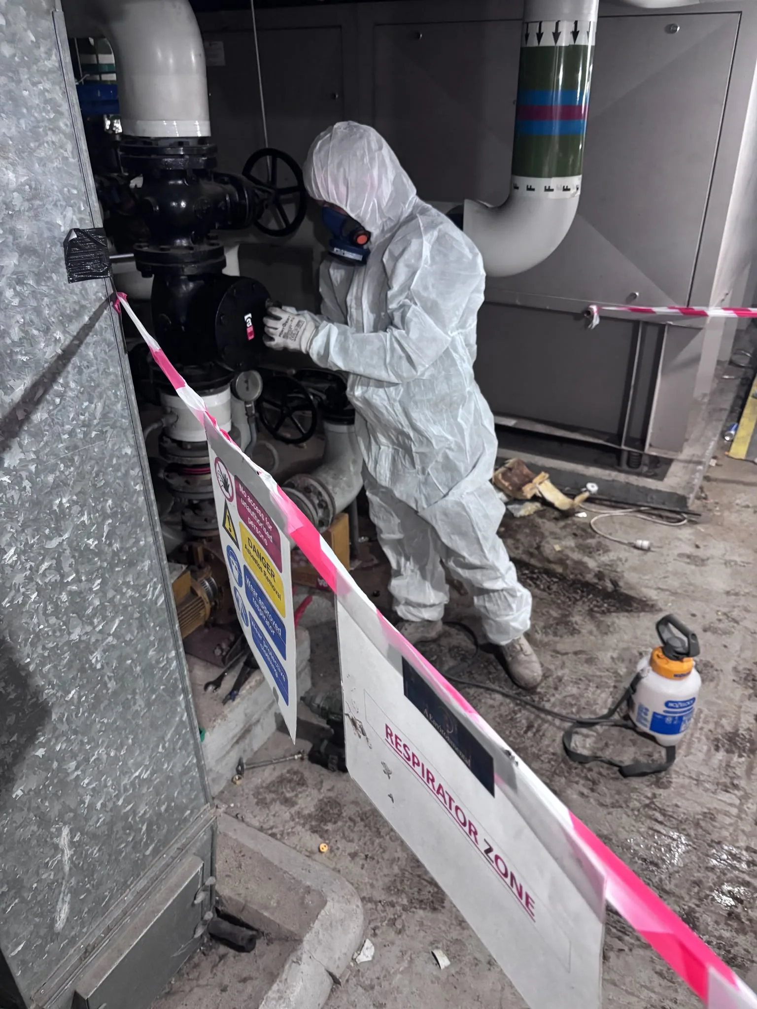Asbestos artex removal from concrete soffit in Pimlico